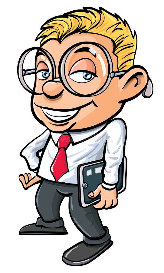 Cartoon cute nerdy office worker royalty free illustration