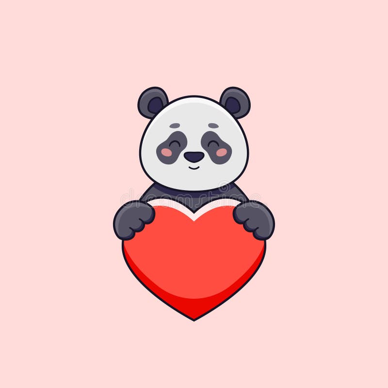 Premium Photo  Kawaii panda with heart for valentine's day