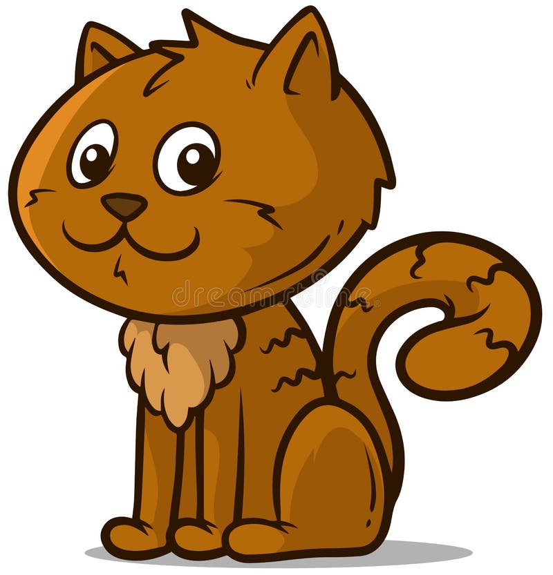 Cartoon Cute Sitting Little Brown Cat Vector Icon Stock Vector -  Illustration of drawing, feline: 130004289