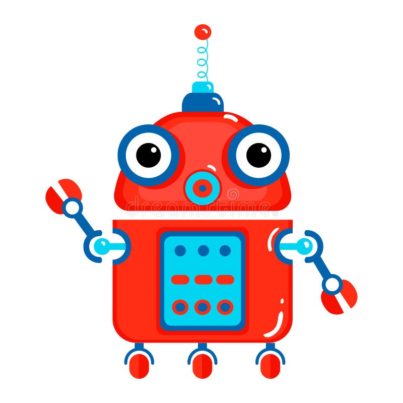 Sticker set of cute vector retro robots