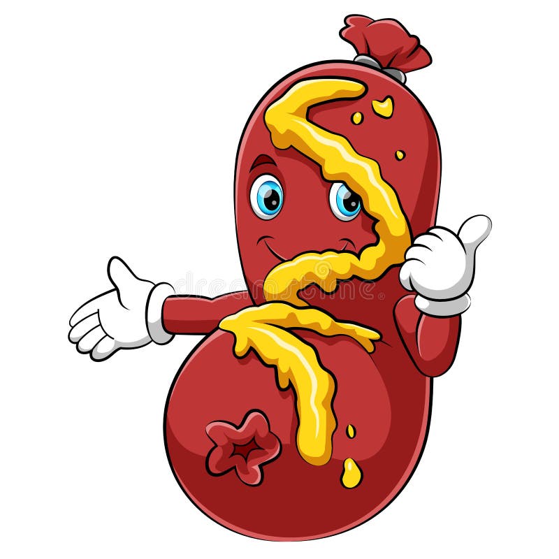 A cartoon cute sausage character giving thumbs up vector illustration A cartoon cute sausage character giving thumbs up vector illustration