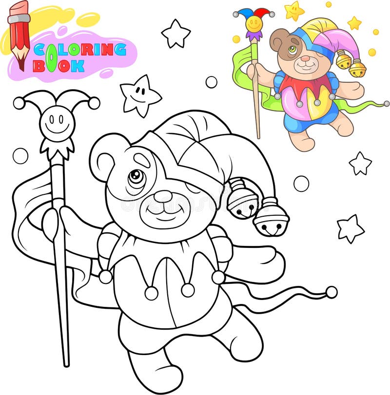 Cute teddy bear dancing, funny illustration, coloring book stock illustration Cute teddy bear dancing, funny illustration, coloring book stock illustration