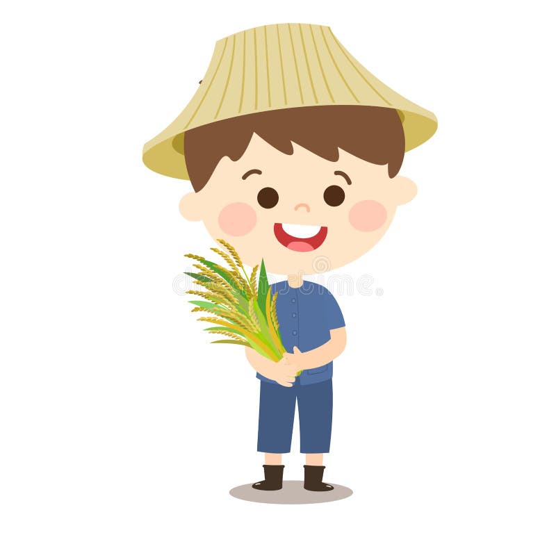 Cartoon Cute Thai Farmer Character. Stock Vector - Illustration of ...