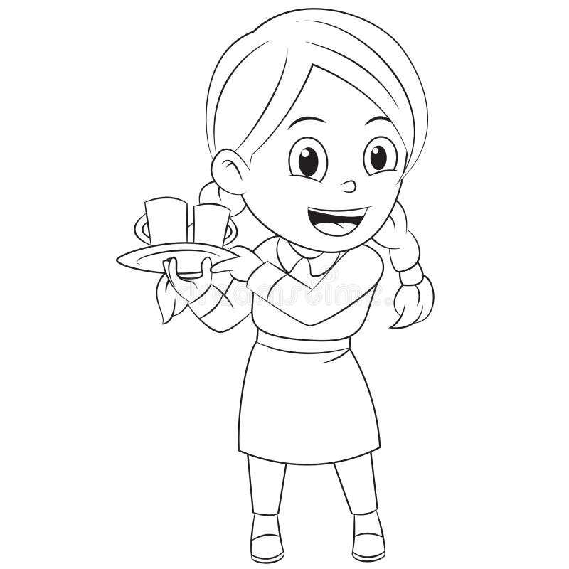 Cute waitress stock vector. Illustration of dinner, cooking - 20747627