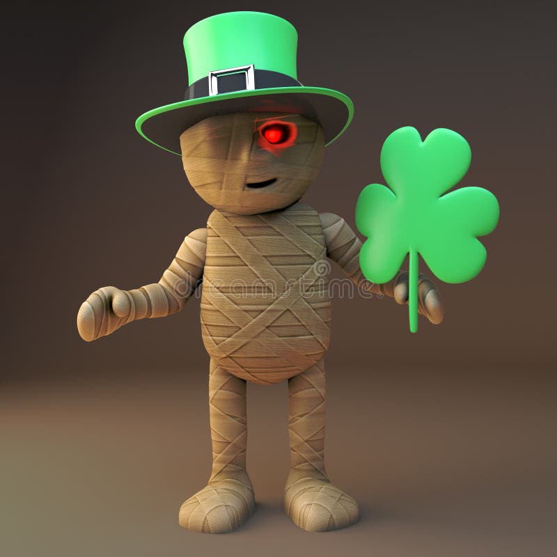 Cartoon 3d Egyptisch Mummy Monster Gekleed Voor St Patricks Day Met ...