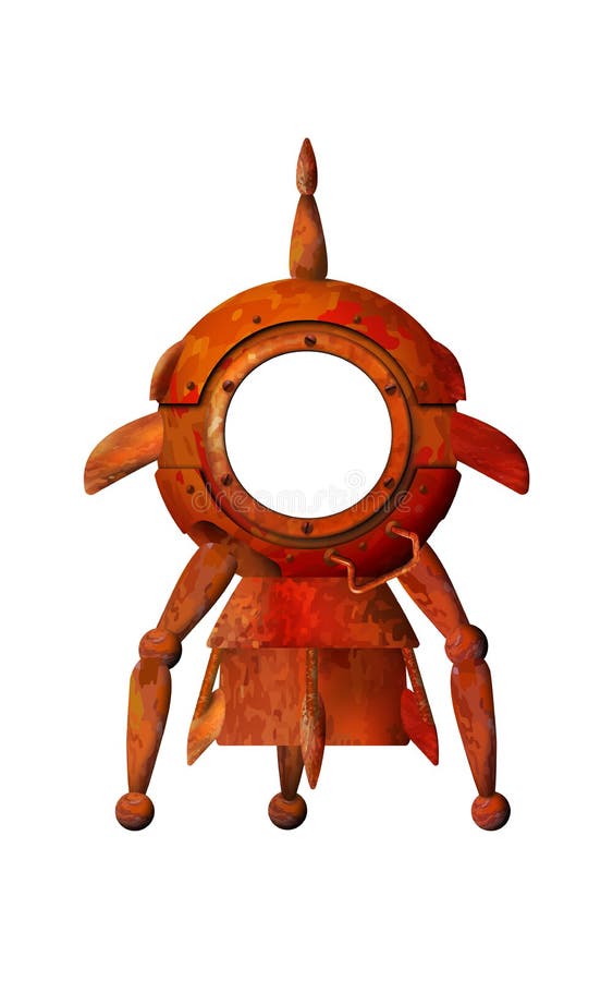 Download Cartoon 3d Old Rocket. Rusty Spaceship Isolated On White ...
