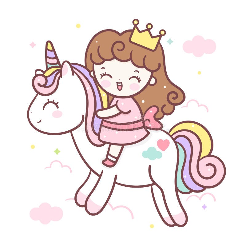 Pequena princesa fada abraço cartoon boneca unicórnio amigo fofo personagem  kawaii