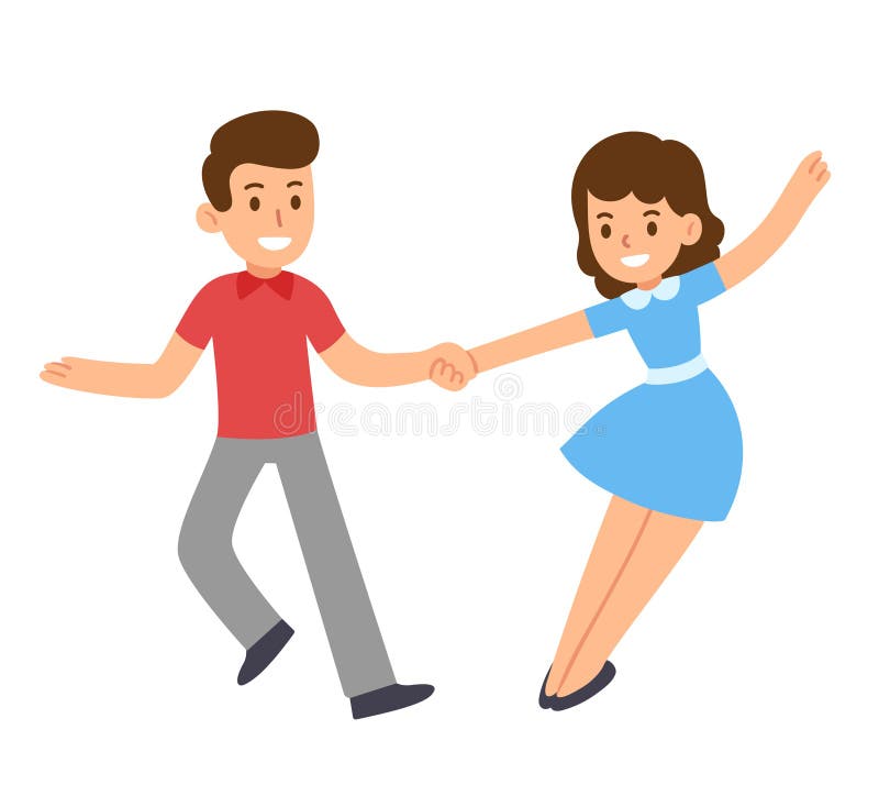 Cute cartoon retro dancing couple. Swing dance, Lindy hop. Vector illustration. Cute cartoon retro dancing couple. Swing dance, Lindy hop. Vector illustration.