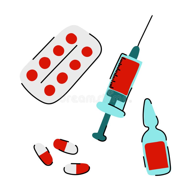 Ilustração De Comprimido De Medicamento Médico Desenhado à Mão