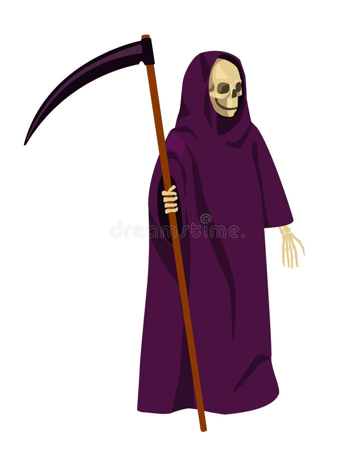 Cartoon Death with a Scythe on White Stock Vector - Illustration of ...