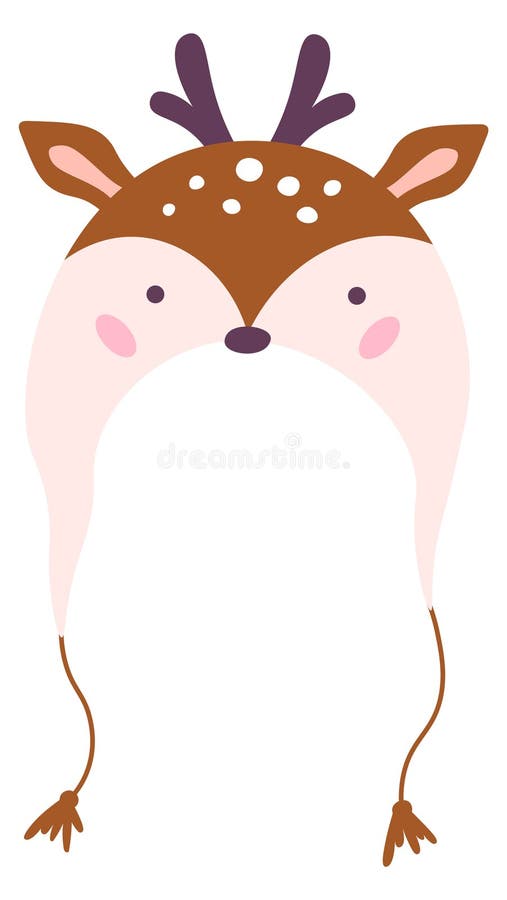 A cartoon deer with antlers and a hat on stock illustration