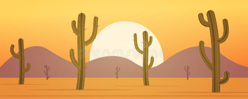 Cartoon Desert Banner stock illustration