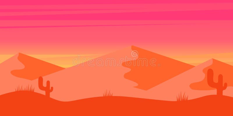 Cartoon Desert Landscape in Flat Style. Design Element for Poster, Card ...