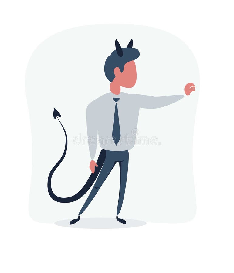 Cartoon devil Satan businessman in suit pointing. royalty free illustration Cartoon devil Satan businessman in suit pointing. royalty free illustration