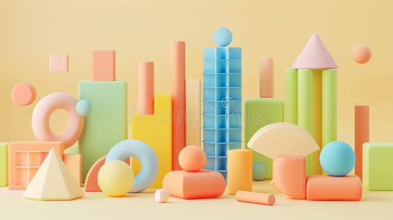 Cartoon digital 3D icon of diagrams and graphics, pastel colors, soft shapes, financial chart template. Generative AI royalty free stock photography