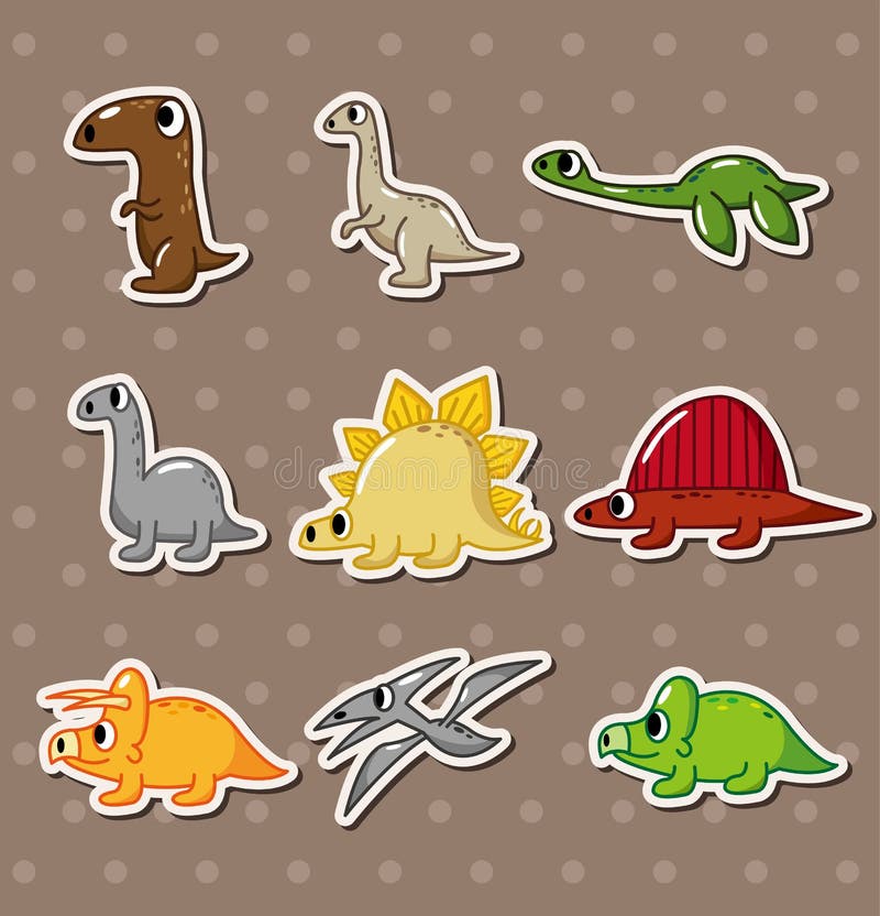 Cartoon dinosaur stickers stock vector. Illustration of cartoon 24311383