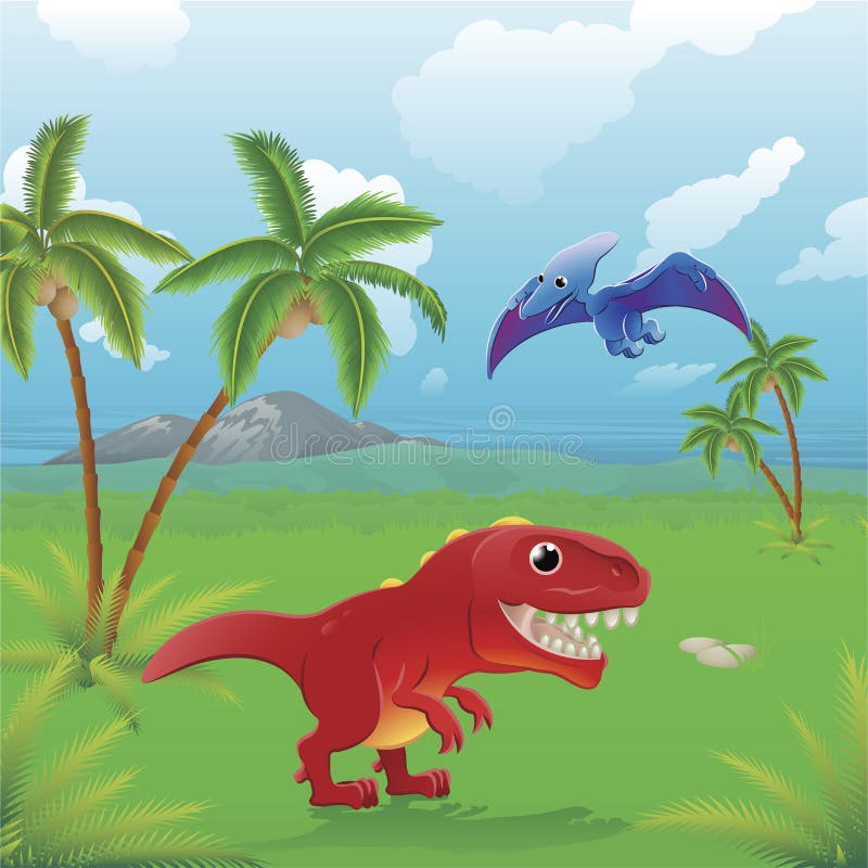 Download Cartoon dinosaurs scene. stock vector. Illustration of jurassic - 19465438