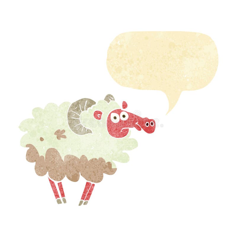 cartoon dirty sheep with speech bubble