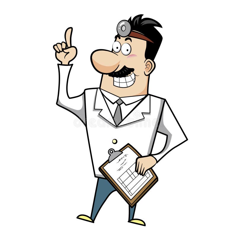 Cartoon doctor with clipboard royalty free illustration
