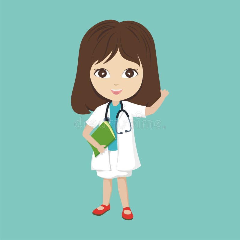 Cartoon Doctor with Little Girl Character Stock Vector - Illustration of  notes, cute: 106630241