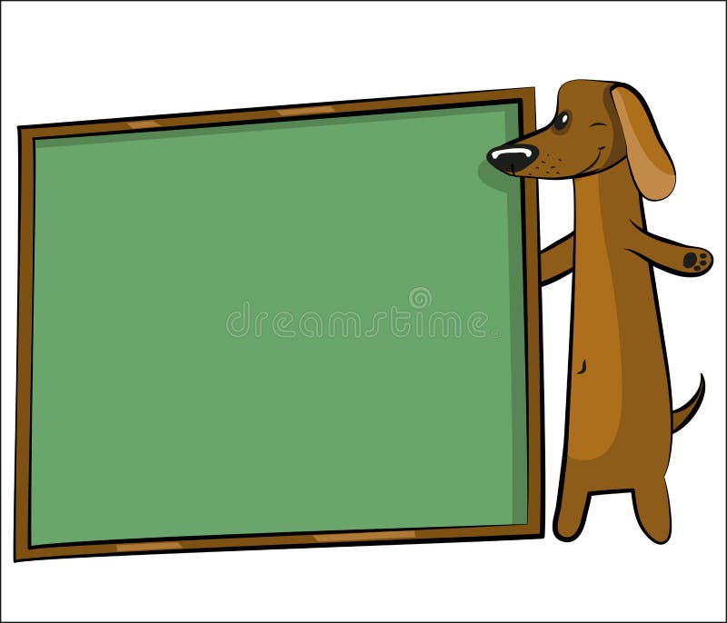 Cartoon dog with banner for text