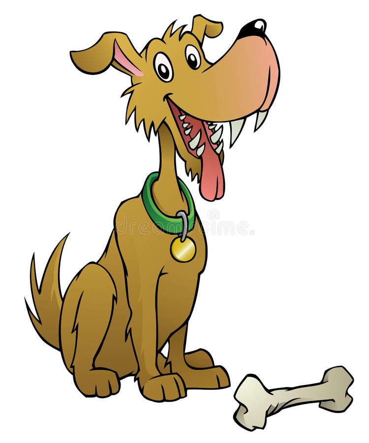 Cartoon dog with bone stock vector. Illustration of mammal - 19317216