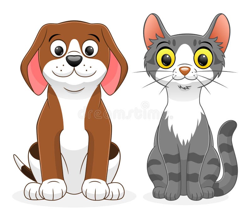 Cartoon dog and cat stock vector. Illustration of funny - 94738391
