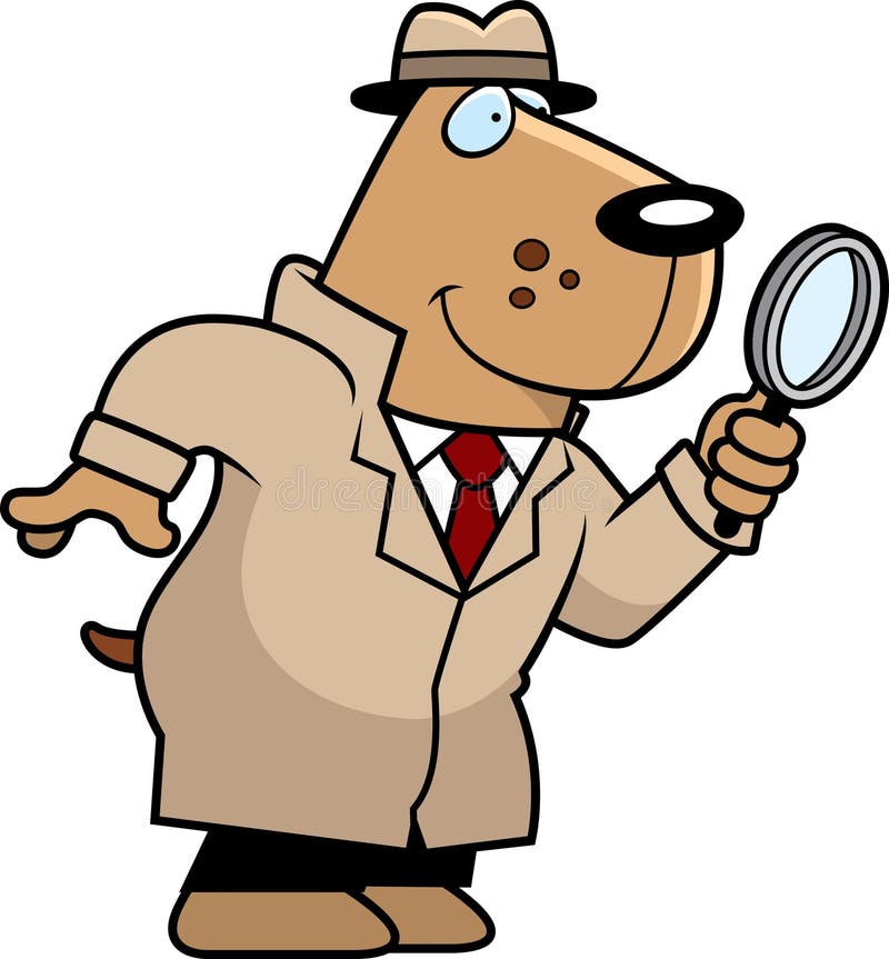 A cartoon illustration of a dog detective with a magnifying glass. A cartoon illustration of a dog detective with a magnifying glass.