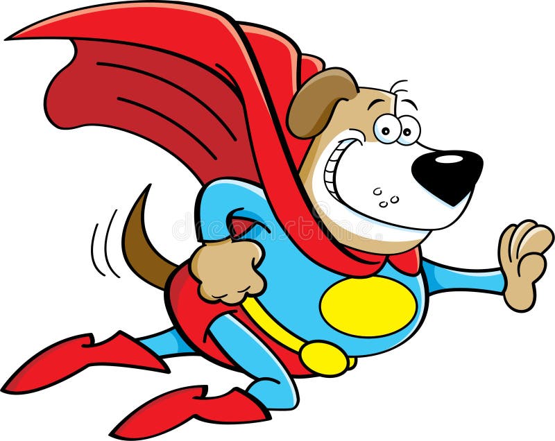 Cartoon Dog Dressed As a Super Hero. Stock Vector Illustration of