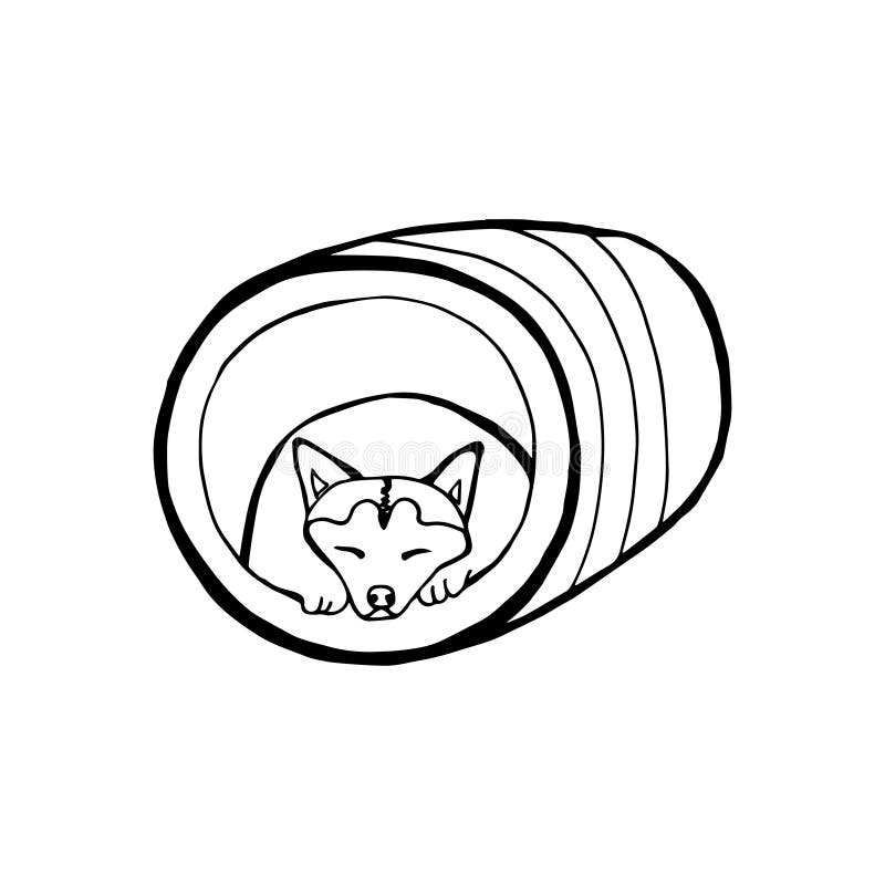 Cartoon Dog House, Vector Hand Draw Illustration. Stock Vector