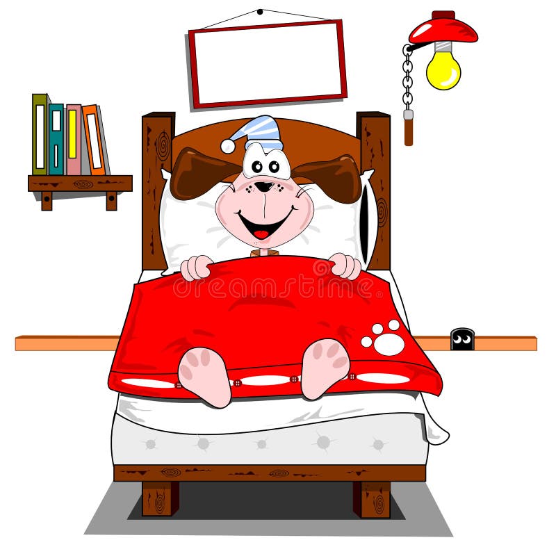 A cartoon dog lying in bed stock vector. Illustration of resting 25557030