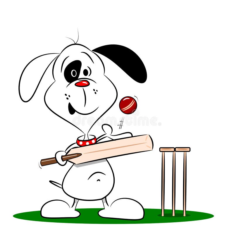 A Cartoon Dog Playing Cricket Stock Vector - Illustration of animal, cartoon:  32021144