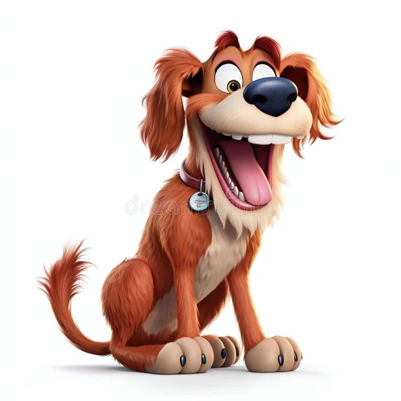 Cartoon Dog Smiling and Wagging its Tail on White Background. Generative ai. High quality illustration