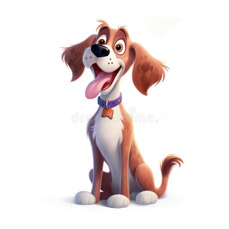 Cartoon Dog Smiling and Wagging its Tail on White Background. Generative ai. High quality illustration