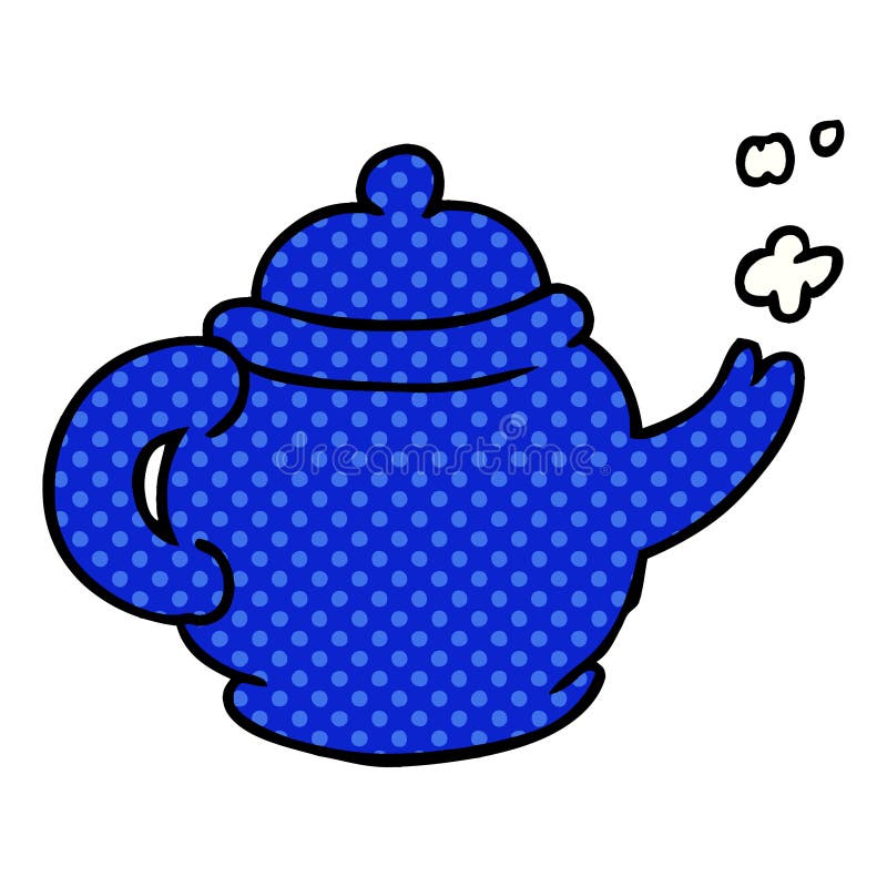 cartoon doodle of a blue tea pot