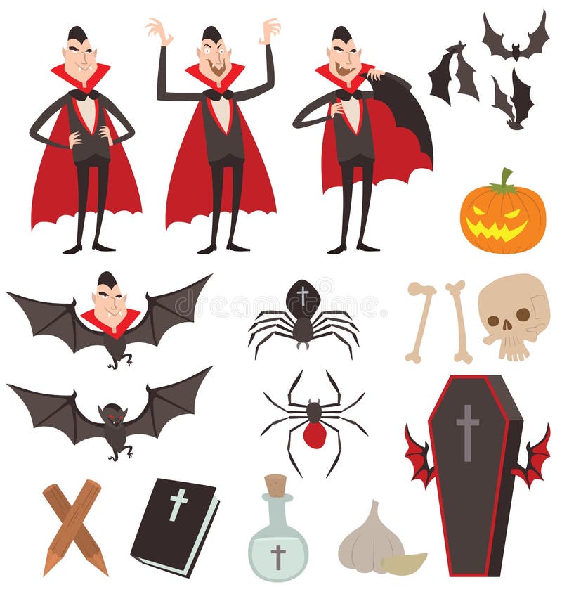 Cartoon Dracula Vector Coffin Symbols Vampire Icons Character Funny Man  Comic Halloween and Magic Spell Witchcraft Ghost Stock Vector -  Illustration of cute, celebration: 90404612