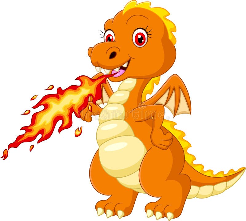 Cartoon Dragon Posing with Fire Stock Vector - Illustration of fire,  dragon: 72529819