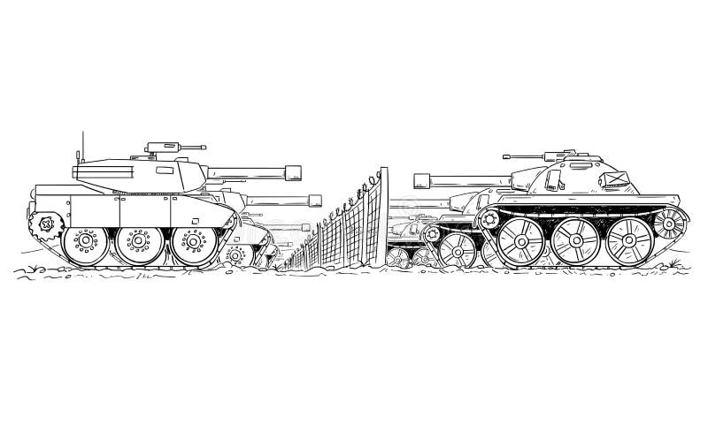 Cartoon Drawing of Group of Enemy Tanks Defending on Border Line Stock Vector - Illustration of battlefield, fence: 137570949 Cartoon Drawing of Group of Enemy Tanks Defending on Border Line Stock Vector - Illustration of battlefield, fence: 137570949