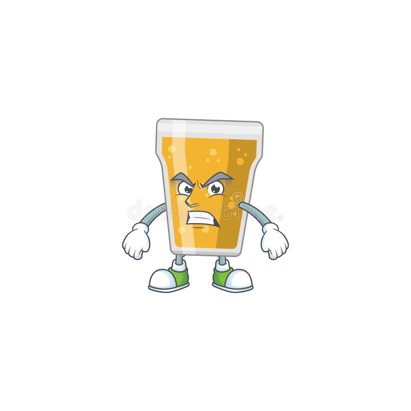 Cartoon drawing of mug of beer showing angry face vector illustration
