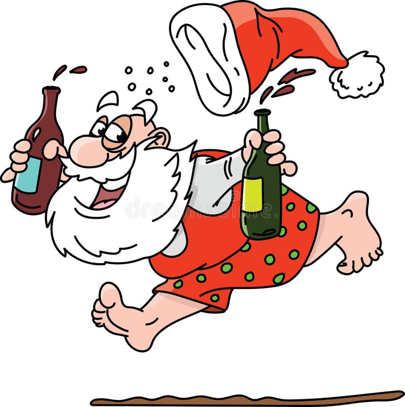 Cartoon dronken Santa Claus zonder kleedvector