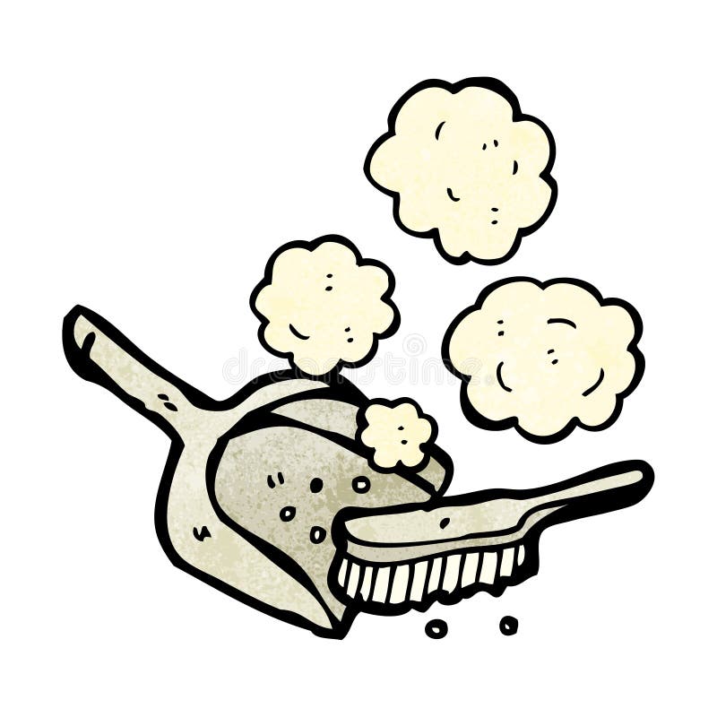 Cartoon dust pan and brush stock vector. Illustration of brush 38026556