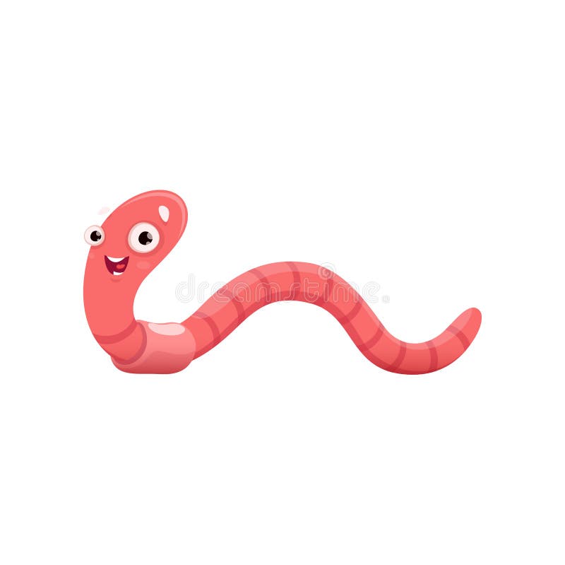 Cartoon Earthworm, Funny Vector Worm Character Stock Vector