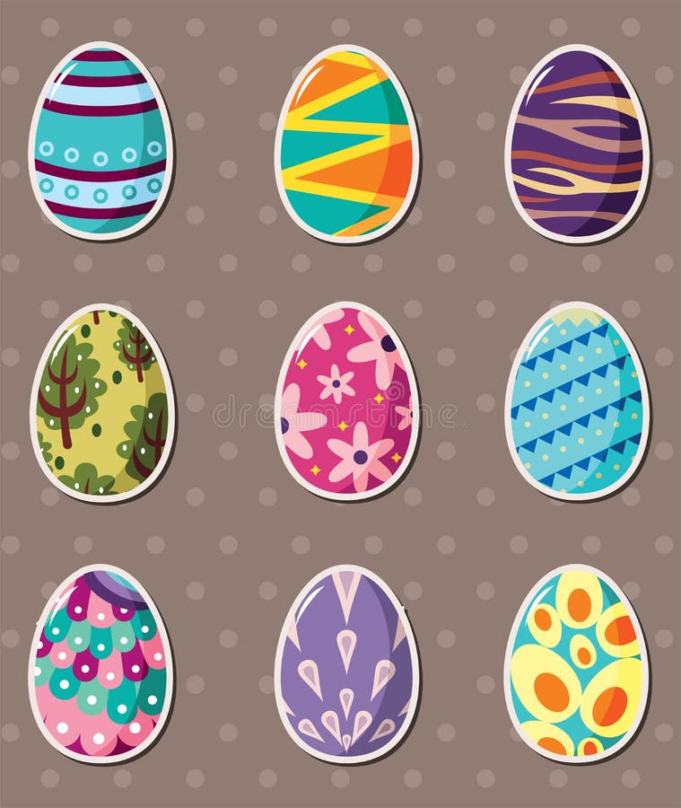 Cartoon Easter Egg Stickers Stock Vector Illustration of cute