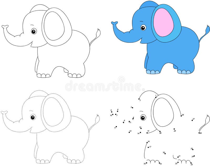 Cartoon elephant. Dot to dot educational game for kids. Vector illustration. Cartoon elephant. Dot to dot educational game for kids. Vector illustration