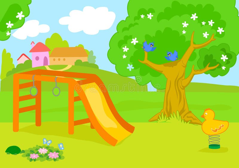 Cartoon Empty Country Playground Vector Stock Vector - Illustration of  blank, flowers: 94729328