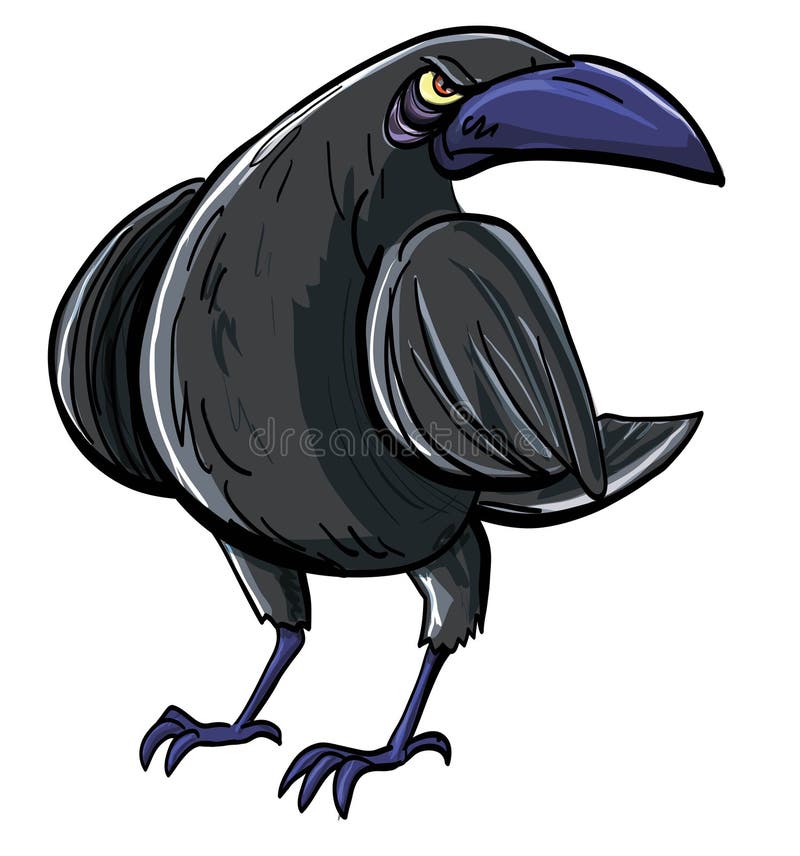 Cartoon of evil black crow vector illustration