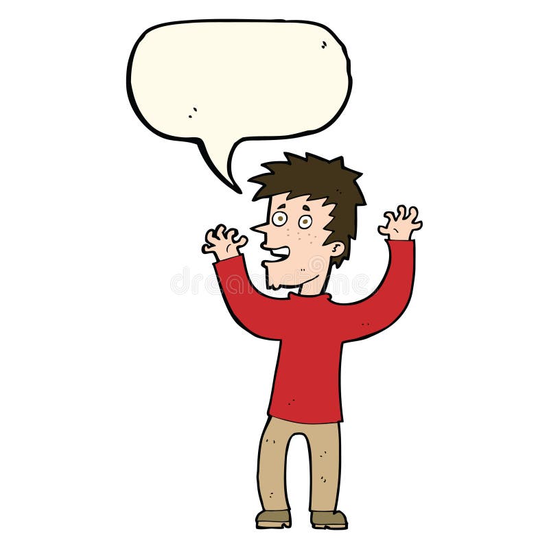 cartoon excited man with speech bubble