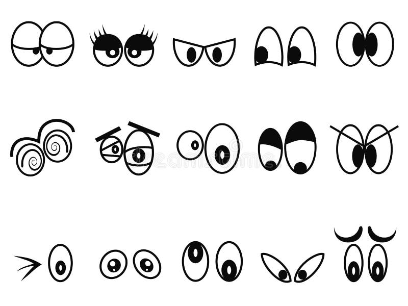 Isolated cartoon Expressional eyes icon set from white background