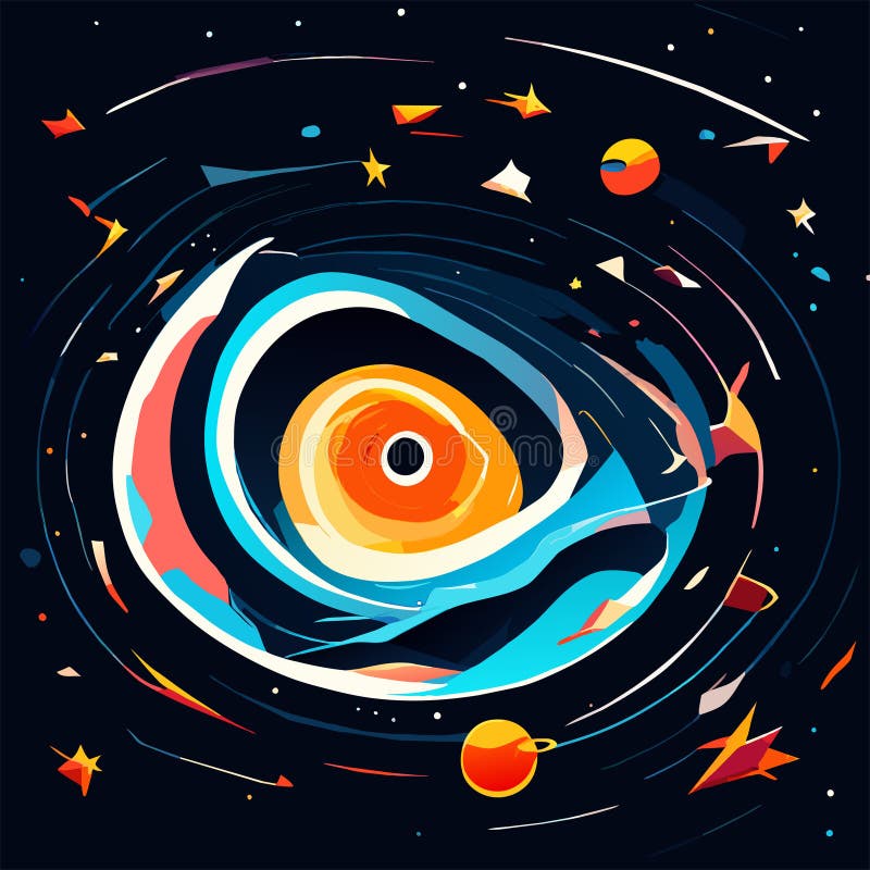 Cartoon Eye in Space with Stars and Planets. Vector Illustration Stock ...