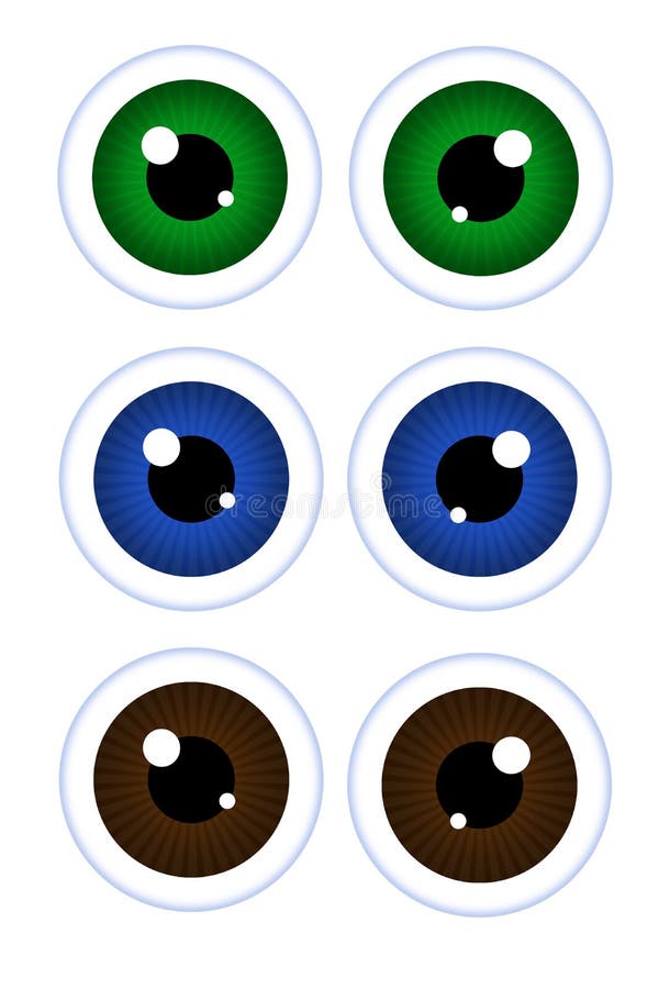 Collection of various colored illustrated cartoon eyes.